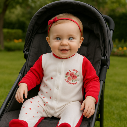 Βρεφικό Ολόσωμο Φορμάκι Βαμβακερό Vrefiko-Olosomo-Formaki-Bodysuit red roses